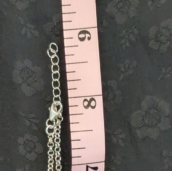 π Opal Heart Sterling Silver Necklace Man-made Opal 925 Silver - Picture 10 of 10